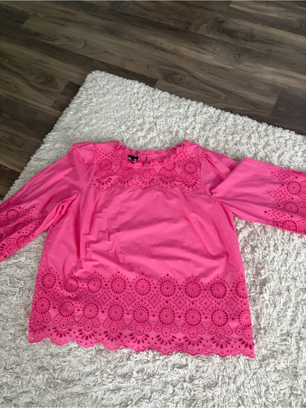 Talbots Bright Pink Eyelet Lace Tunic
